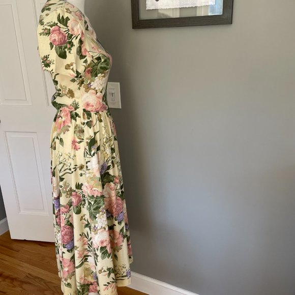 Vtg Expo Petite Floral Dress Fit & Flare Short Sleeve Flowers Garden Party Sz 6 - Picture 7 of 16